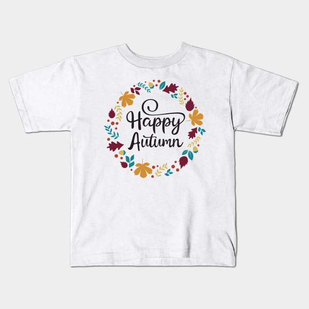 Happy Autumn Kids T-Shirt by Ombre Dreams